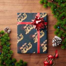 Frohes Neues Jahr 2025 Feuerwerk Geschenkpapier