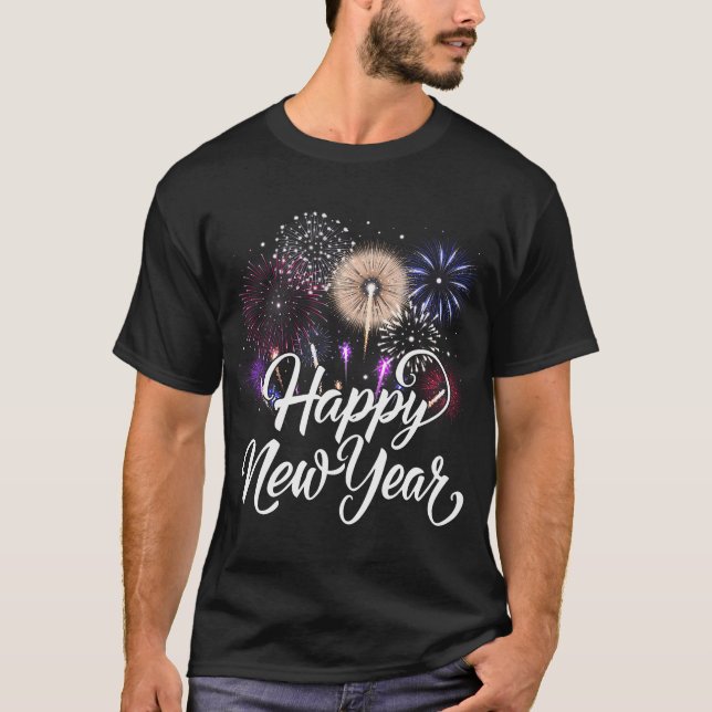 Frohes neues Jahr 2025 Feuerwerke Silvester Party T-Shirt (Vorderseite)
