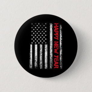 Frohes neues Jahr 2025 Flag Xmas Familie Feuer Button
