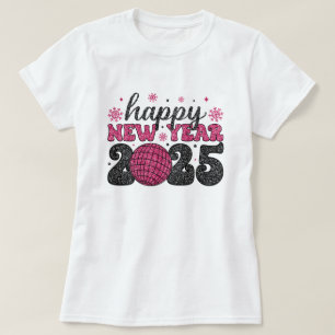Frohes Neues Jahr 2025 Glitter Disco Party T-Shi T-Shirt