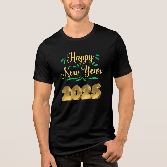 "Frohes neues Jahr 2025 - Goldener Feierlicher T - Tri-Blend Shirt (Vorderseite)