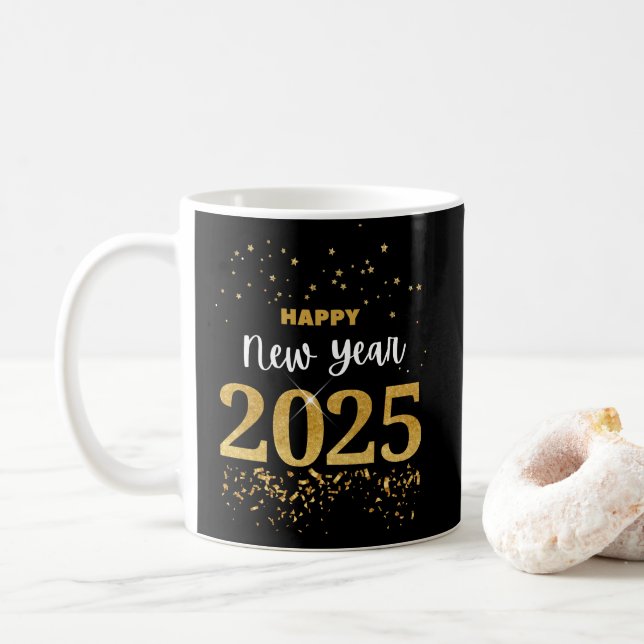 Frohes neues Jahr 2025 Kaffeetasse (Mit Donut)