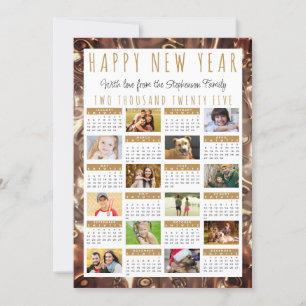 Frohes neues Jahr 2025 Kalender 12 Fotos Gold Feiertagskarte