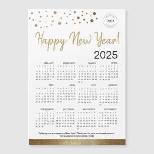 Frohes neues Jahr 2025 Kalender Ihr Logo Gold Magnetkarte