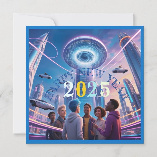 Frohes neues Jahr 2025 Pauschalurlaub Postkarte (Vorderseite)