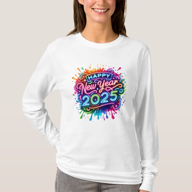 Frohes neues Jahr 2025 PNG, Sublimation Design T-Shirt (Vorderseite)