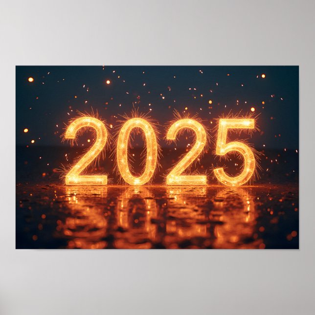Frohes neues Jahr 2025 Poster (Vorne)