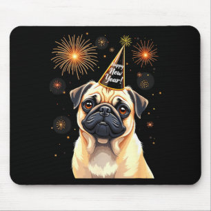 Frohes Neues Jahr 2025 Silvester Feuerwerk Hund Lu Mousepad