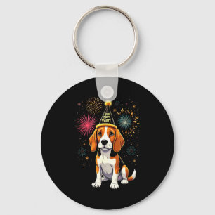 Frohes Neues Jahr 2025 Silvester Feuerwerk Hund Lu Schlüsselanhänger