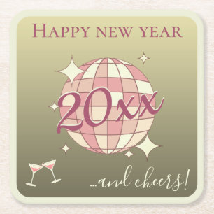 Frohes neues Jahr 2025 Silvester pink gold Party Rechteckiger Pappuntersetzer