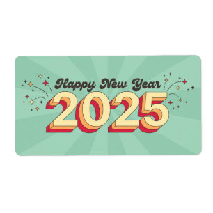 Frohes neues Jahr 2025 Sterne Cartoon Text Geschen