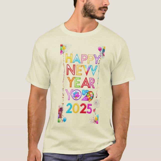 Frohes neues Jahr 2025 T-Shirt (Vorderseite)