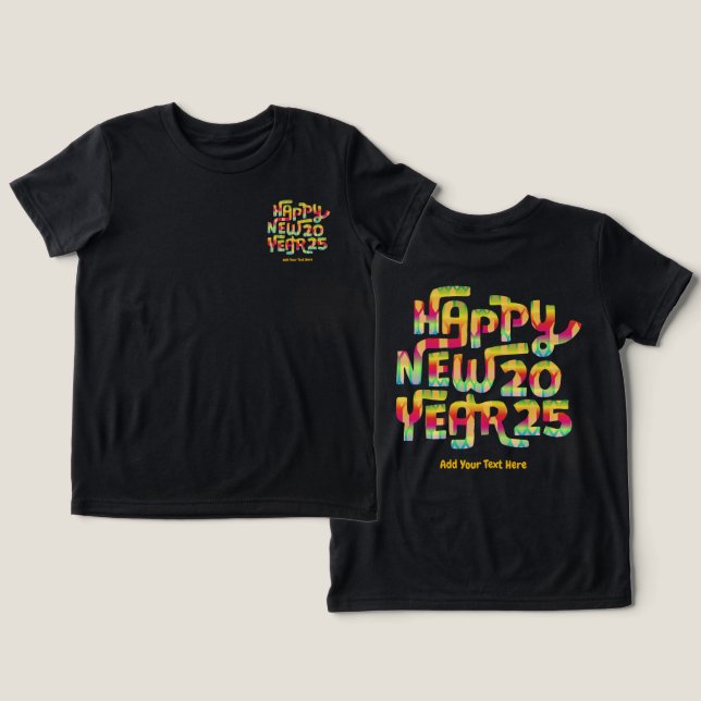 Frohes neues Jahr 2025 Trendy Personalisiert Tri-Blend Shirt (Design Vorderseite & Rückseite)