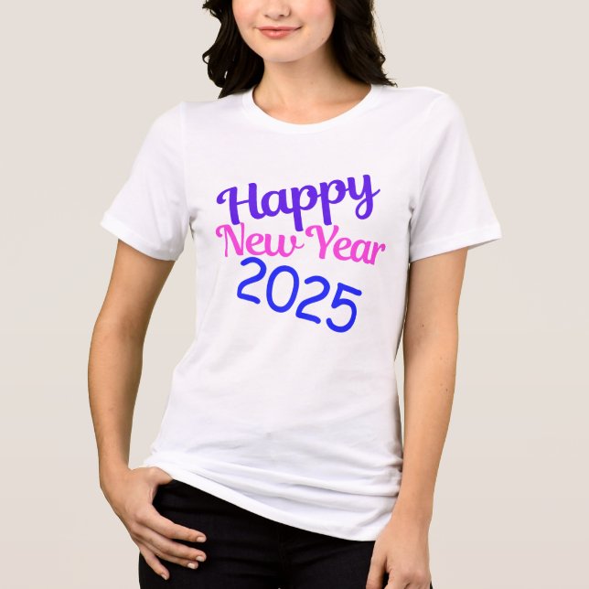 Frohes neues Jahr 2025 Tri-Blend Shirt (Vorderseite)