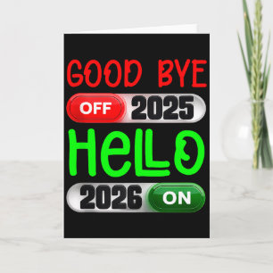 Frohes neues Jahr 2026 Auf Wiedersehen 2025 Hallo Karte