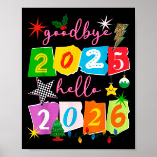 Frohes Neues Jahr 2026 Auf Wiedersehen 2025 Hallo Poster