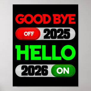 Frohes Neues Jahr 2026 Auf Wiedersehen 2025 Hallo  Poster