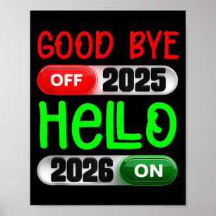 Frohes neues Jahr 2026 Auf Wiedersehen 2025 Hallo Poster