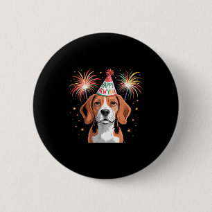 Frohes neues Jahr 2026 Beagle Hund Silvester Button