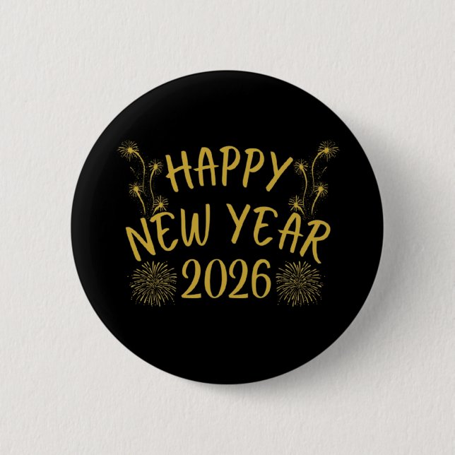 Frohes Neues Jahr 2026 Button (Vorderseite)