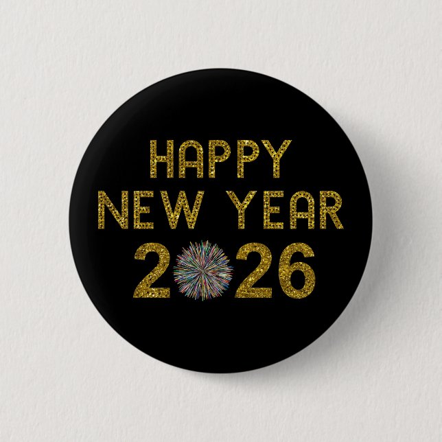 Frohes Neues Jahr 2026 Button (Vorderseite)