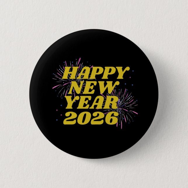 Frohes Neues Jahr 2026 Button (Vorderseite)