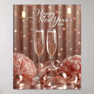 Frohes neues Jahr 2026 Champagner Glanzposter Poster