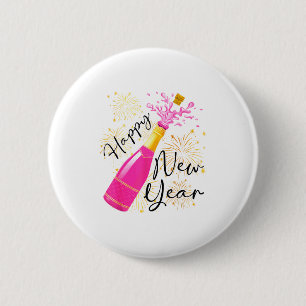 Frohes Neues Jahr 2026 Champagner Silvester Button