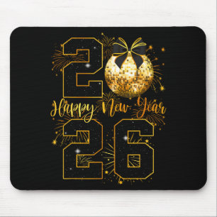 Frohes Neues Jahr 2026 Coquette-Bogen Disco-Kugel Mousepad