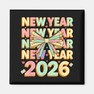Frohes Neues Jahr 2026 Coquette Schleifen Neujahr  Magnet