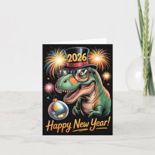 Frohes neues Jahr 2026 Dinosaurier Lustiges T-Rex Karte