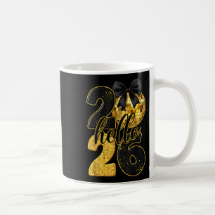 Frohes neues Jahr 2026 Disco Ball Bow Silvester Kaffeetasse