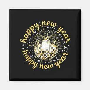 Frohes Neues Jahr 2026 Disco Ball Gold Bogen Coque Magnet