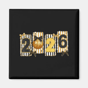 Frohes neues Jahr 2026 Disco Ball Gold Coquette Sc Magnet