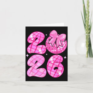 Frohes neues Jahr 2026 Disco Ball Nk Coquette Schl Karte