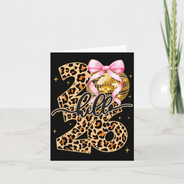 Frohes Neues Jahr 2026 Disco Ball Schleife Silvest Karte (Vorderseite)