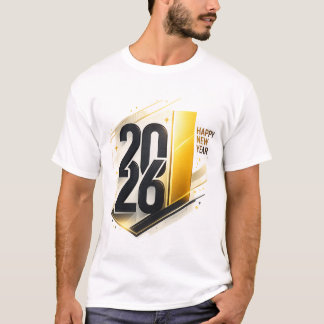 Frohes Neues Jahr 2026 Elegante goldene moderne Fe T-Shirt