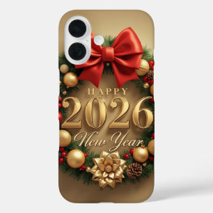 Frohes neues Jahr 2026 eleganter Kranz  iPhone 16 Hülle