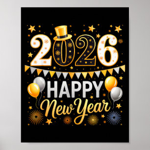Frohes Neues Jahr 2026 Familie passendes Neujahrsf Poster