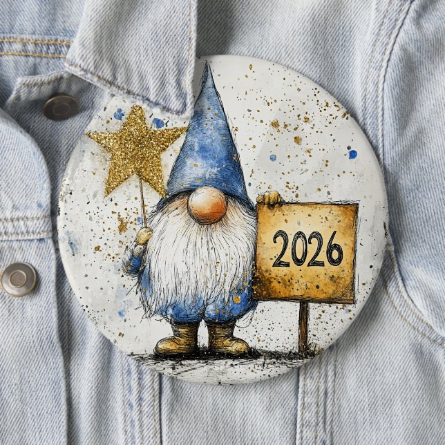Frohes Neues Jahr, 2026, Feier Button (Beispiel)