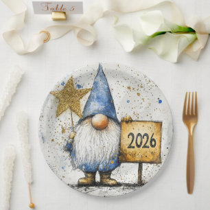 Frohes Neues Jahr, 2026, Feier Pappteller