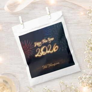 Frohes Neues Jahr 2026 Feuerwerk Funkelndes Gesche Geschenktütchen