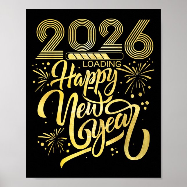 Frohes neues Jahr 2026 Feuerwerk Laden Poster (Vorne)