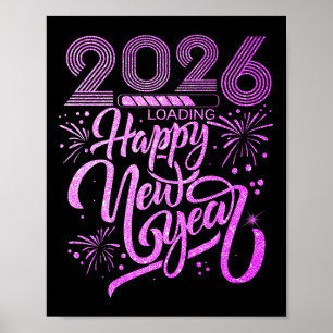 Frohes neues Jahr 2026 Feuerwerk Party Premium Poster