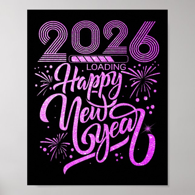 Frohes neues Jahr 2026 Feuerwerk Party Premium Poster (Vorne)