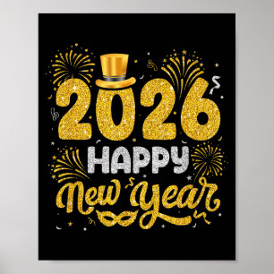 Frohes neues Jahr 2026 Feuerwerk Silvester Männer  Poster