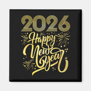 Frohes neues Jahr 2026 Feuerwerkskörper Magnet