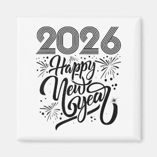 Frohes neues Jahr 2026 Feuerwerkskörper Magnet