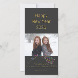 Frohes Neues Jahr 2026 Flaschenfarbe Motivationsfo Feiertagskarte