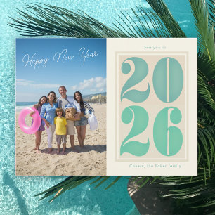 Frohes neues Jahr 2026 Fotokarte Fett Typografie Feiertagspostkarte